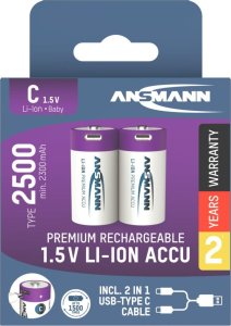 Ansmann ANSMANN 1313-0004 Li-Ion rechargeable batteries Baby C type 2500 (min. 2300 mAh) 2-pack box 8