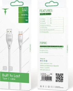 Kabel USB T-Phox USB-A - USB-C 1 m Biały 3