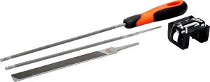 Bahco Bahco Grandinės galandinimo rinkinys:2 apvalios 4,8mm,plokščia, Ergo rankena ir šablonas 1
