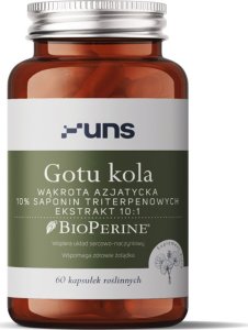 UNS UNS Gotu Kola Wąkrota Azjatycka 10% Saponin Triterpenowych Ekstrakt 10:1 60vegcaps 1