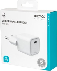Ładowarka Deltaco USB-C mini sieninis įkroviklis DELTACO 1x USB-C, PD 20 W, baltas / USBC-AC150 2