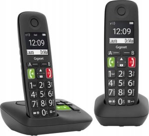 Telefon stacjonarny Gigaset GIGASET E290A Duo schwarz schnurlos analog DECT Grosstaste 2 Mobilteile Anrufbeantworter 1