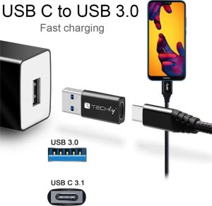 Adapter USB Techly USB-A - USB-C Czarny  (IADAP-USB3-AFT) 3