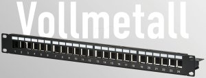 EFB EFB Verteilerfeld Patchpanel 48,26cm 19Zoll 1HE 24-Port schwarz ohne Keystone 1