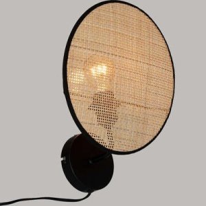 Atmosphera Kinkiet do salonu OLME, rattanowa plecionka, Ø 27 cm 2