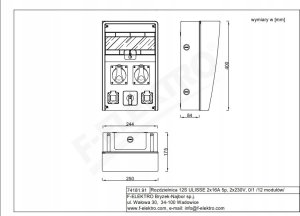 F-Elektro Rozdzielnica 12M ULISSE 2x16A/5P, 2x230V, 0/1 IP65 1