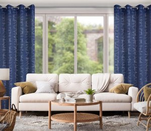 Eurofirany Zasłona na przelotkach z błyszczącym nadrukiem EVI 140X250 granatowa 9