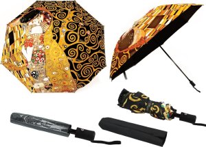 Carmani Parasol automatyczny, składany - G. Klimt, Pocałunek i Drzewo życia (dekoracja na wierzchu) (CARMANI 1