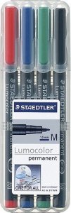 Staedtler Staedtler Lumocolor 317 WP4 marker permanentny Czarny, Niebieski, Zielony, Czerwony 4 szt. 1