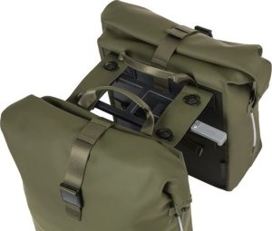 Basil Sakwa podwójna BASIL SOHO DOUBLE PANNIER BAG NORDLICHT MIK, MIK System (ready to go) 41L, 100% wodoodporna moss green oświetlenie Nordlicht Technology 4