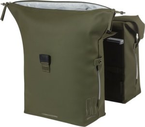 Basil Sakwa podwójna BASIL SOHO DOUBLE PANNIER BAG NORDLICHT MIK, MIK System (ready to go) 41L, 100% wodoodporna moss green oświetlenie Nordlicht Technology 5