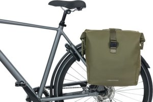 Basil Sakwa podwójna BASIL SOHO DOUBLE PANNIER BAG NORDLICHT MIK, MIK System (ready to go) 41L, 100% wodoodporna moss green oświetlenie Nordlicht Technology 6