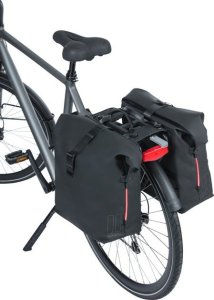 Basil Sakwa podwójna BASIL SOHO DOUBLE PANNIER BAG NORDLICHT MIK, MIK System (ready to go) 41L 100% wodoodporna night black oświetlenie Nordlicht Technology 7