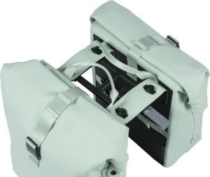 Basil Sakwa podwójna BASIL SOHO DOUBLE PANNIER BAG NORDLICHT MIK, MIK System (ready to go) 41L 100% wodoodporna pastel green oświetlenie Nordlicht Technolog 4