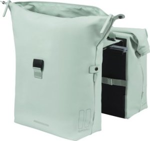 Basil Sakwa podwójna BASIL SOHO DOUBLE PANNIER BAG NORDLICHT MIK, MIK System (ready to go) 41L 100% wodoodporna pastel green oświetlenie Nordlicht Technolog 5
