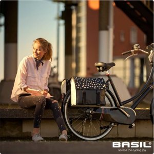 Basil Sakwa miejska podwójna BASIL URBAN LOAD DOUBLE PANNIER BAG 48-53L, Universal Bridge System, 100% wodoodporna, black reflective/black (NEW 2024) 9
