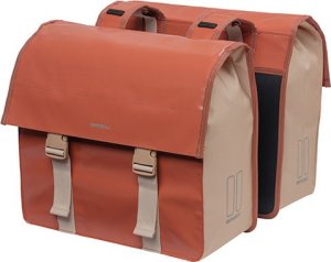 Basil Sakwa miejska podwójna BASIL URBAN LOAD DOUBLE PANNIER BAG 48-53L, Universal Bridge System, 100% wodoodporna, terra red/rose (NEW 2024) 1