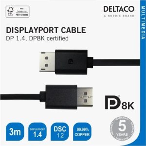 Kabel Deltaco DisplayPort - DisplayPort 3m czarny (R00110016) 2