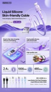 Kabel USB Remax KABEL REMAX LEYA SERIES RC-C093 2.4A USB/MICRO USB 1M WHITE 1