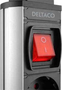 Deltaco Iššokanti maitinimo juosta DELTACO OFFICE su apsauga nuo viršįtampių, 3x EU kištukai, 2x USB, juoda/sidabrinė / DELO-0402 4