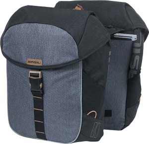 Basil Sakwa miejska podwójna BASIL MILES TARPAULIN DOUBLE PANNIER BAG MIK 34L, MIK System (ready to go), 100% wodoodporna black slate (NEW 2024) 1