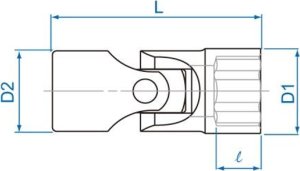 King Tony NASADKA KRÓTKA Z PRZEGUBEM 3/8" 17mm x 52,5mm, 12-kąt, CHROM King Tony 2