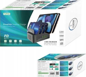 Ładowarka T-Phox ŁAD SIEC T-PHOX POWERHUB DUAL PORT 100W 2xUSB-C/3xUSB STACJA DOKUJĄCA BLACK 3