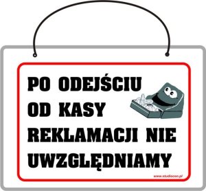 StudioCen Tabliczka A5 laminowana PO ODEJŚCIU OD KASY 1