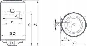 Bojler Atlantic Atlantic elektryczny ogrzewacz wody średniej pojemności Opro+ V 100l 861365 2