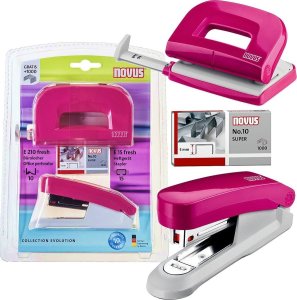 Zszywacz Novus Zestaw Novus: zszywacz E15 + dziurkacz E210 + zszywki rózowy 2