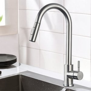 Bateria kuchenna Delvant DELVANT SLIM BATERIA KUCHENNA Z WYCIĄGANĄ WYLEWKĄ SREBRNA 2