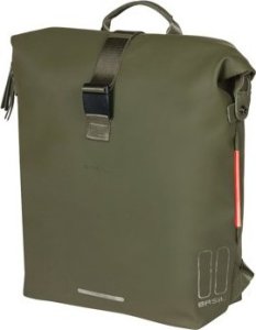 Basil Plecak/Sakwa rowerowa BASIL SOHO BACKPACK NORDLICHT17L, mocowanie na haki Hook-On System, wodoodporny poliester, oświetlenie, moss green (NEW 2024) 1