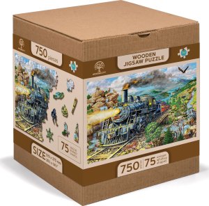 WOODEN CITY Drewniane Puzzle z figurkami - Kolej żelazna, 750 elementów 1