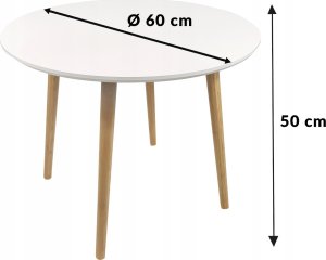 kontrast Stolik kawowy styl skandynawski okrągły 60x50 cm biały 2