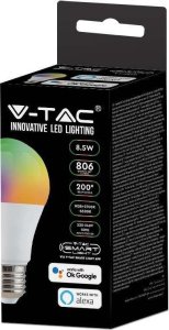 V-TAC Żarówka LED WiFi V-TAC 8.5W E27 A60 SMART Amazon Alexa Google Home VT-5109 RGB+2700K-6500K 806lm 1