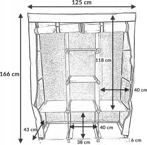 kontrast Solidna szafa tekstylna garderoba na ubrania 170cm szara 16