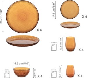 Trend For Home Szklana zastawa stołowa obiadowa 20-częściowa Amber 2