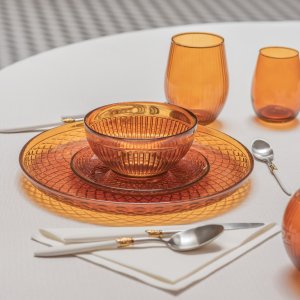 Trend For Home Szklana zastawa stołowa obiadowa 20-częściowa Amber 3