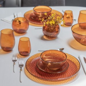 Trend For Home Szklana zastawa stołowa obiadowa 20-częściowa Amber 4