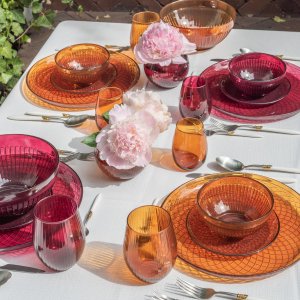 Trend For Home Szklana zastawa stołowa obiadowa 20-częściowa Amber 6