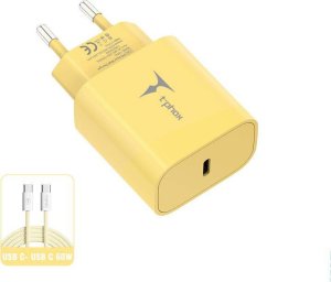 Ładowarka T-Phox ŁAD SIEC T-PHOX MODERATE SERIES T-PP11 20W + KABEL USB-C/USB-C 60W YELLOW 1