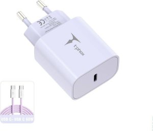 Ładowarka T-Phox ŁAD SIEC T-PHOX MODERATE SERIES T-PP11 20W + KABEL USB-C/USB-C 60W LILAC 1