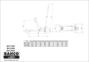 Bahco Podnośnik wózkowy 2T, udźwig 2000 kg, maks. wysokość 490 mm BAHCO 5