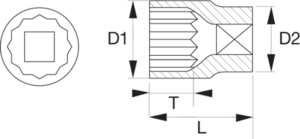 Bahco Nasadka 1/2" 12-kątna 14 mm BAHCO 2