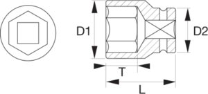 Bahco Nasadka nieiskrząca CU-BE 3/4" 6-kątna 22 mm BAHCO 4