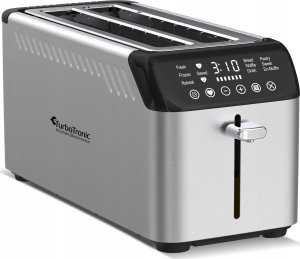 Toster TurboTronic Toster TurboTronic na 4 kanapki opiekacz do tostów grzanki kromek 1600w 7 poziomów opiekania cyfrowy wyświetlacz Srebrny 2