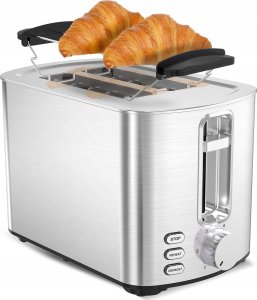 Toster TurboTronic Toster TurboTronic opiekacz do tostów grzanki kromek kanapek 2 tosty 850w 6 poziomów opiekania stalowa obudowa Srebrny 5