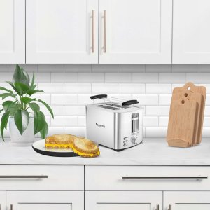 Toster TurboTronic Toster TurboTronic opiekacz do tostów grzanki kromek kanapek 2 tosty 850w 6 poziomów opiekania stalowa obudowa Srebrny 9