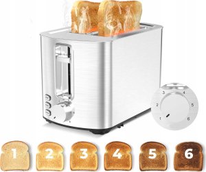 Toster TurboTronic Toster TurboTronic opiekacz do tostów grzanki kromek kanapek 2 tosty 850w 6 poziomów opiekania stalowa obudowa Srebrny 10