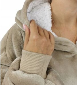 kontrast Ciepła gruba bluza z kapturem kocobluza oversize toupe 4